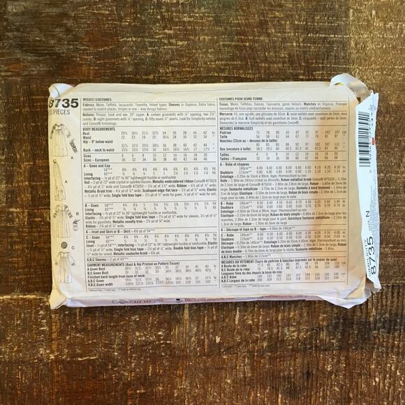 Simplicity Sewing Pattern 8735 Renaissance Medieval Wedding Dress 10-14 CUT - Picture 2 of 3